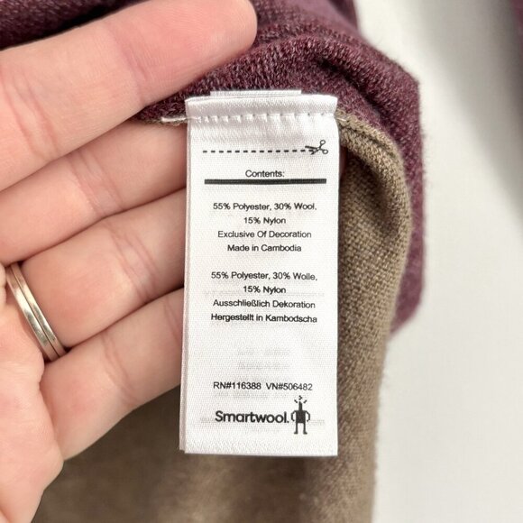 Smartwool Long Sleeve Colorblock Sweater in Argyle Purple Shadow Pine Tan Sz Med - Picture 5 of 10